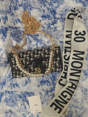 CD Saddle Long Wallet on a chain with 100% Silk DIOR twilly Scarf